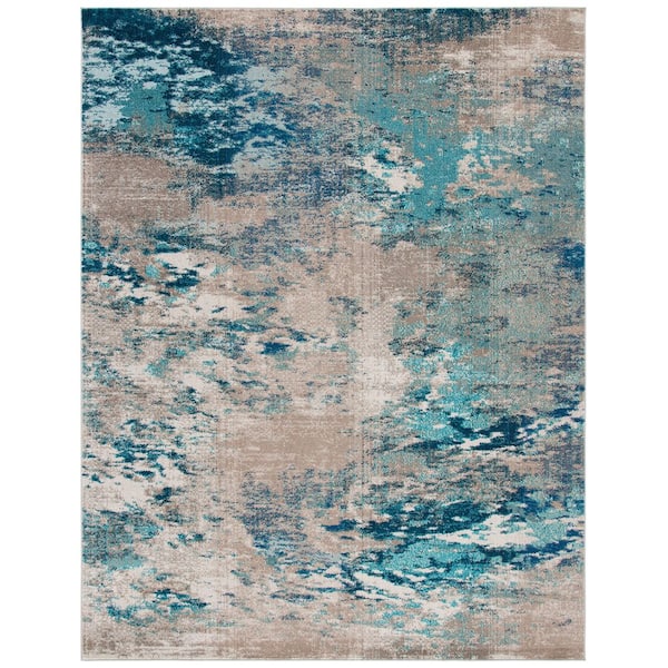 SAFAVIEH Madison Blue/Gray 12 ft. x 18 ft. Abstract Gradient Area Rug
