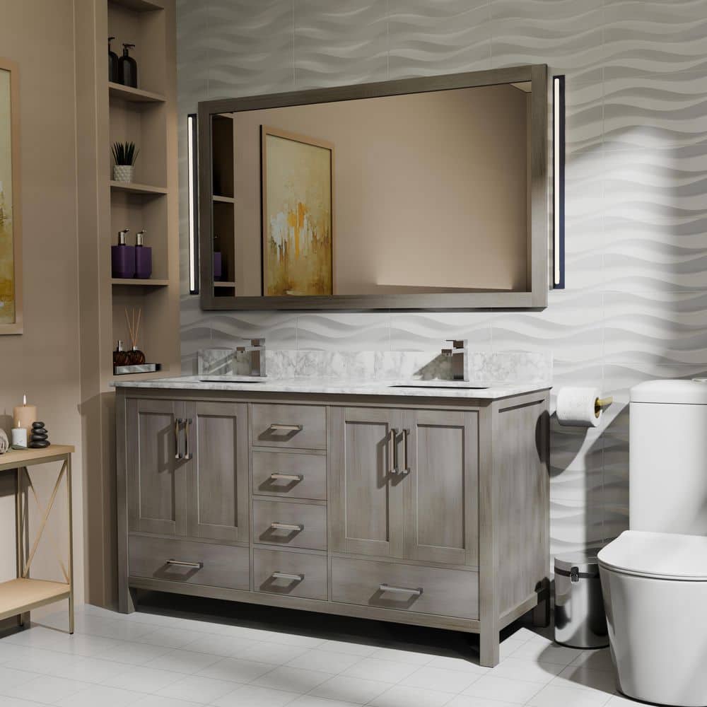 Jacques 60 in. W x 22 in. D Distressed Grey Double Bath Vanity without Top price history on PriceWatchPro