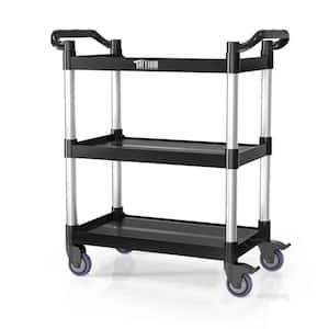 3 Tier Medium 390 lbs. Capacity Plastic Utility Cart with Wheels Black