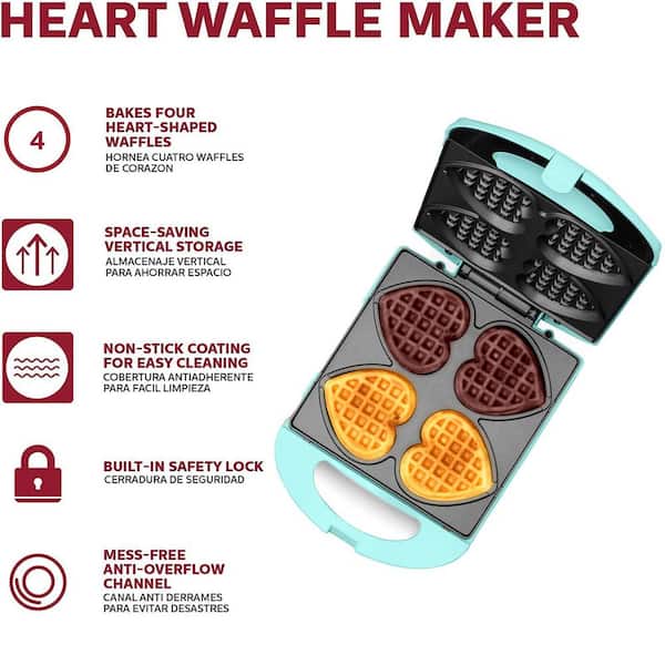 HOLSTEIN HOUSEWARES 760 W 4-count Heart-Shaped 4-count Mint Waffle