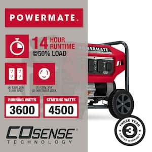 PM4500 3600-Watt Manual Start Gas-Powered Portable Generator with CO-Sense, 49-ST/CSA