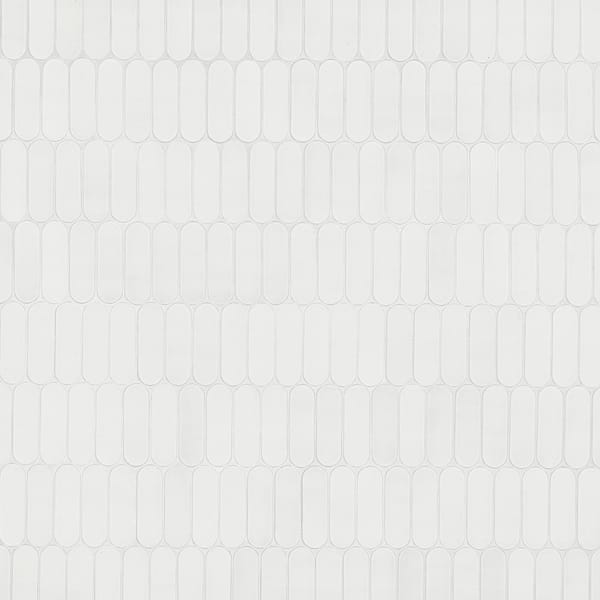 MSI Take Home Tile Sample-Bianco Ellipse White 4 in. x 4 in. Polished Glass Mosaic Tile