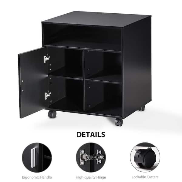 FITUEYES Black Printer Cabinet with Door and Storage Adjustable