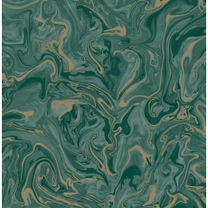 Suave Dark Green Marble Non-Pasted Paper Matte Wallpaper