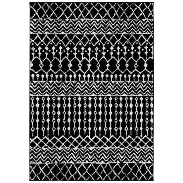 Tulum 2 ft. x 3 ft. Black/Ivory Tribal Chevron Diamond Area Rug