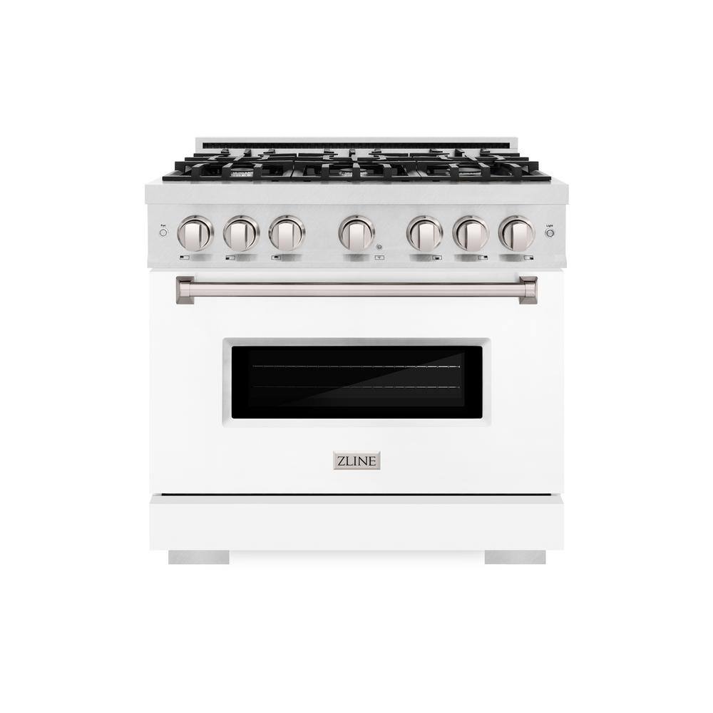 36 in. Classic Gas Range with 6 Burner Cooktop and Convection Gas Oven in Satin Stainless Steel with White Matte Door price history on PriceWatchPro