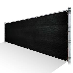 5 ft. x 25 ft. Black Privacy Fence Screen Mesh Fabric Cover Windscreen with Reinforced Grommets for Garden Fence