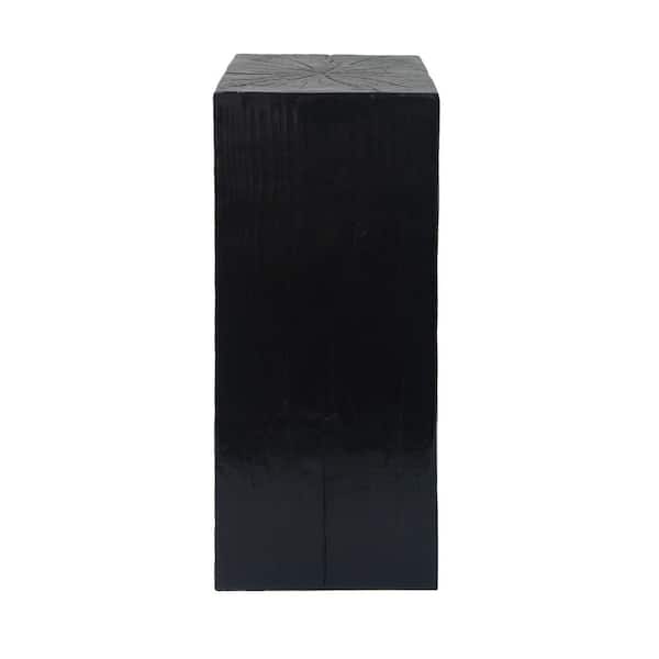 Axis Patio 33.75 in. Wood-Look Square-Column Fiberglass and Magnesium Oxide(MGO) End Table Outdoor Side Table, Black