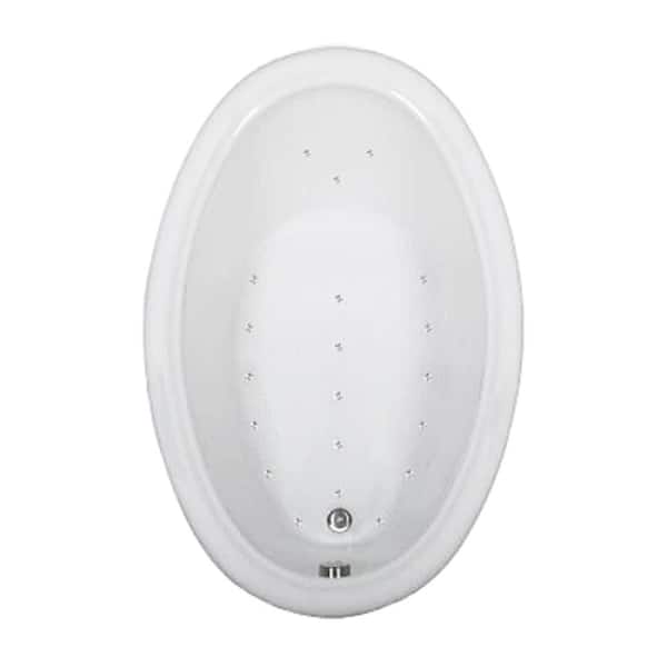 Comfortflo 60 in. x 42 in. Acrylic Oval Drop-in Air Bathtub with Reversible Drain in Biscuit