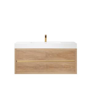 Palencia 48 in. W x 20 in. D x 23.6 in. H Bath Vanity in North American Oak with White Integral Composite Stone Top