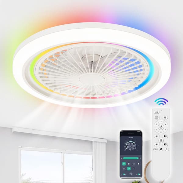 HINNIXY 20 in. Smart Indoor Fresh White Crystal Flush Mount