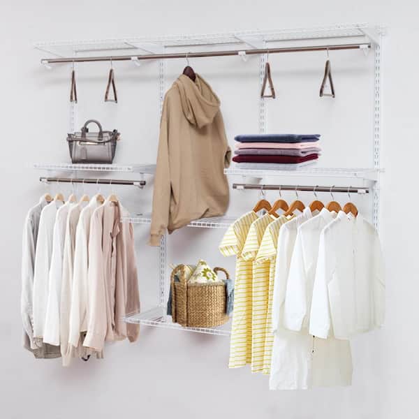 White Steel Clothes Rack Wall Mounted Adjustable Closet Organizer Custom Metal Closet