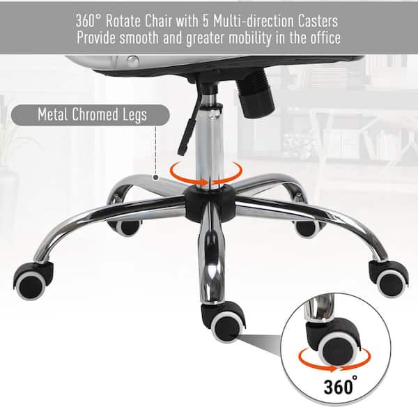 23.5 in. x 23.75 in. x 41.25 in. Black Polyester Middle-Back Tufted Height-Adjustable Executive Chair with Arms