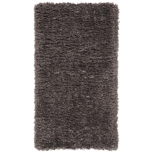 Flokati Charcoal Doormat 3 ft. x 5 ft. Solid Area Rug