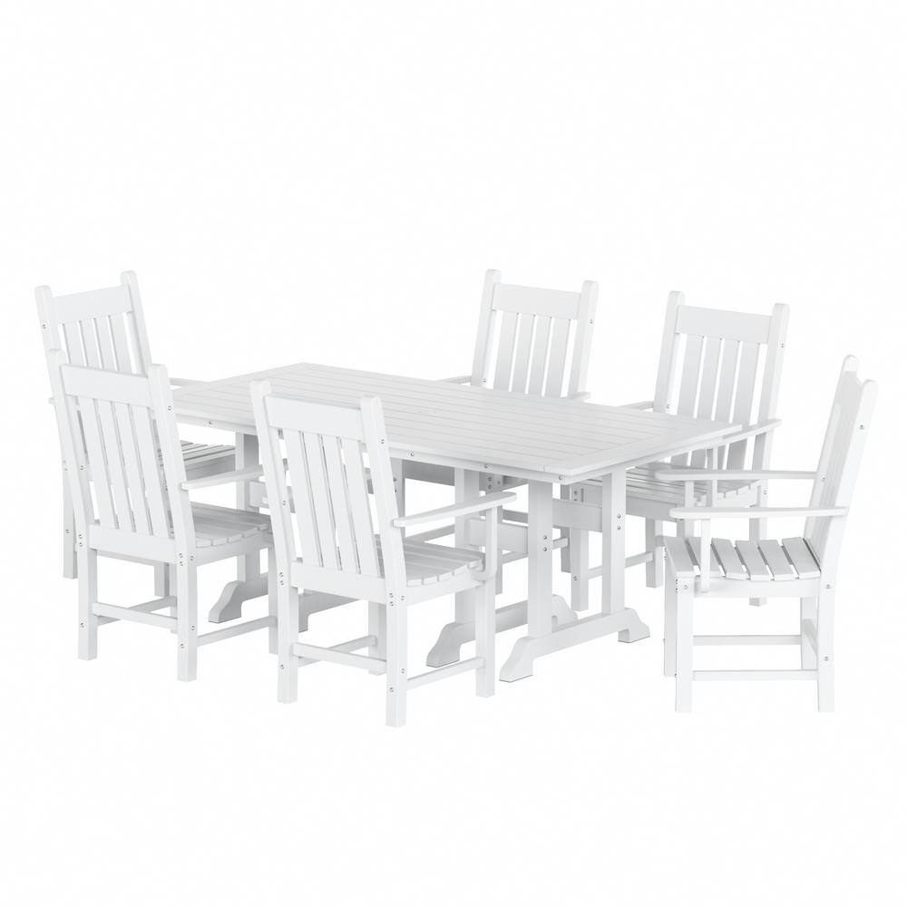 White Polywood Outdoor Dining Arm Chair