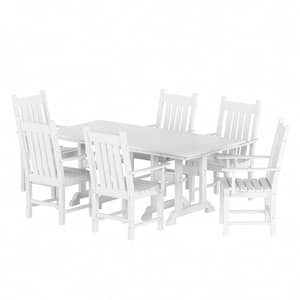 Hayes HDPE Plastic All Weather Outdoor Patio Slat Back Dining Arm Chair in White