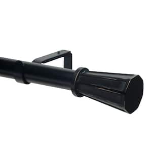 48 in. Non-Telescoping 1-1/8 in. Single Curtain Rod in Black with Clarice Finial