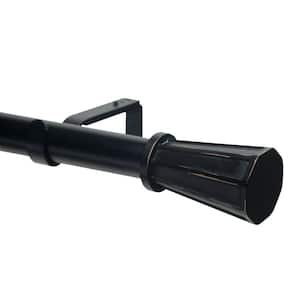 72 in. Non-Telescoping 1-1/8 in. Single Curtain Rod in Black with Clarice Finial