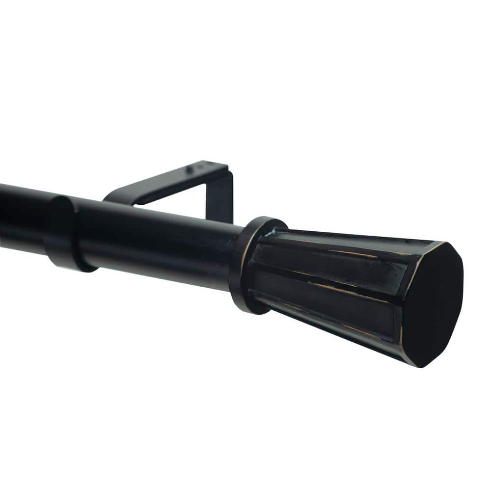 Art Decor 120 in. Non-Telescoping 1-1/8 in. Single Curtain Rod in Black ...