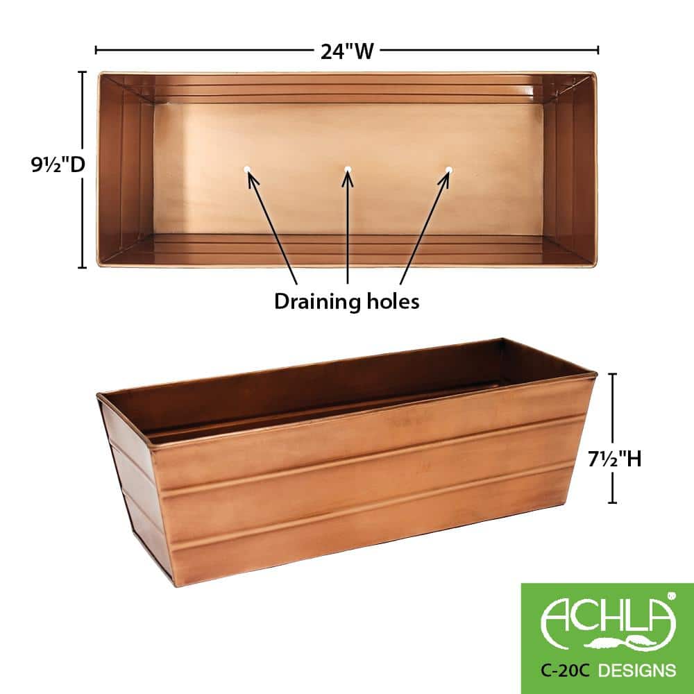 Medium Copper Plated Steel Window Flower Box Planter