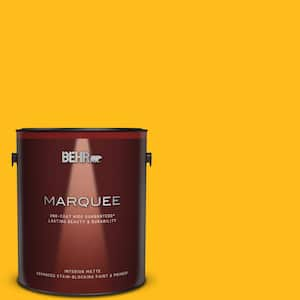 BEHR MARQUEE 1 qt. #P300-7 Unmellow Yellow Satin Enamel Interior Paint &  Primer 745304 - The Home Depot