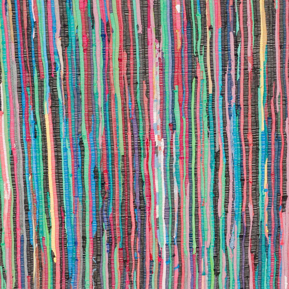 Handwoven Multicolor Stripe Round Cotton Area Rug, 8' Diameter