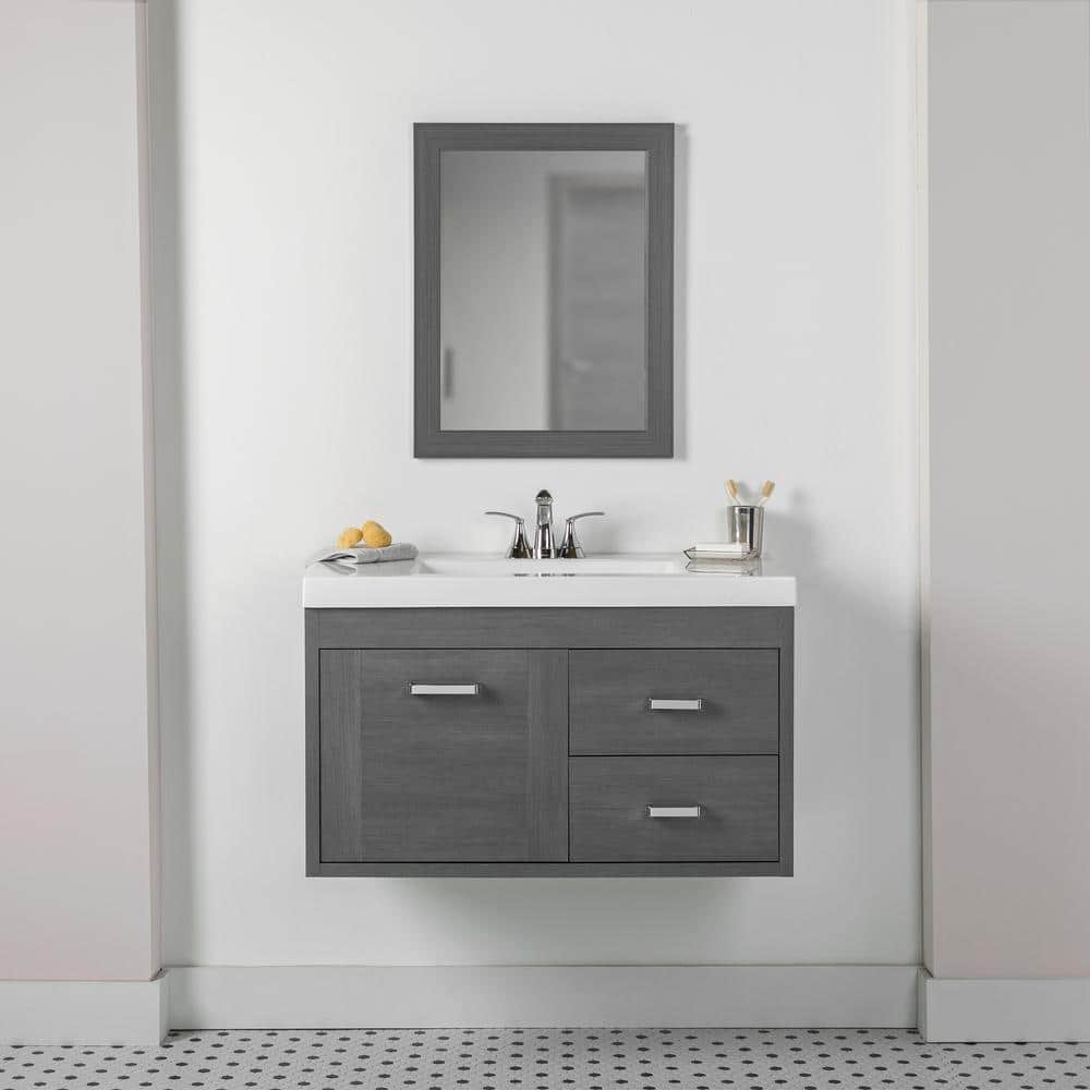Moonshadow 37 in. Single Sink Phantom Floating Bath Vanity with White Cultu
