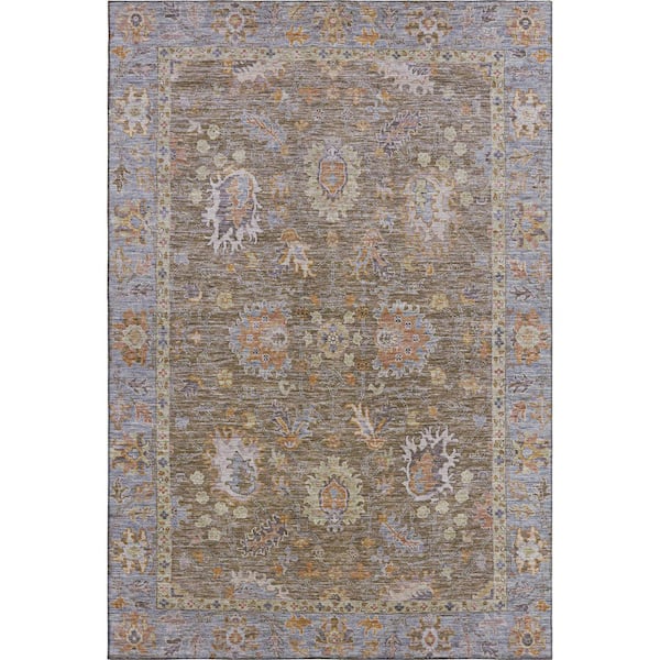 Mayfield Premium Machine Washable Abstract AMF2104 Brown 5 ft. x 7 ft. 6 in. Area Rug