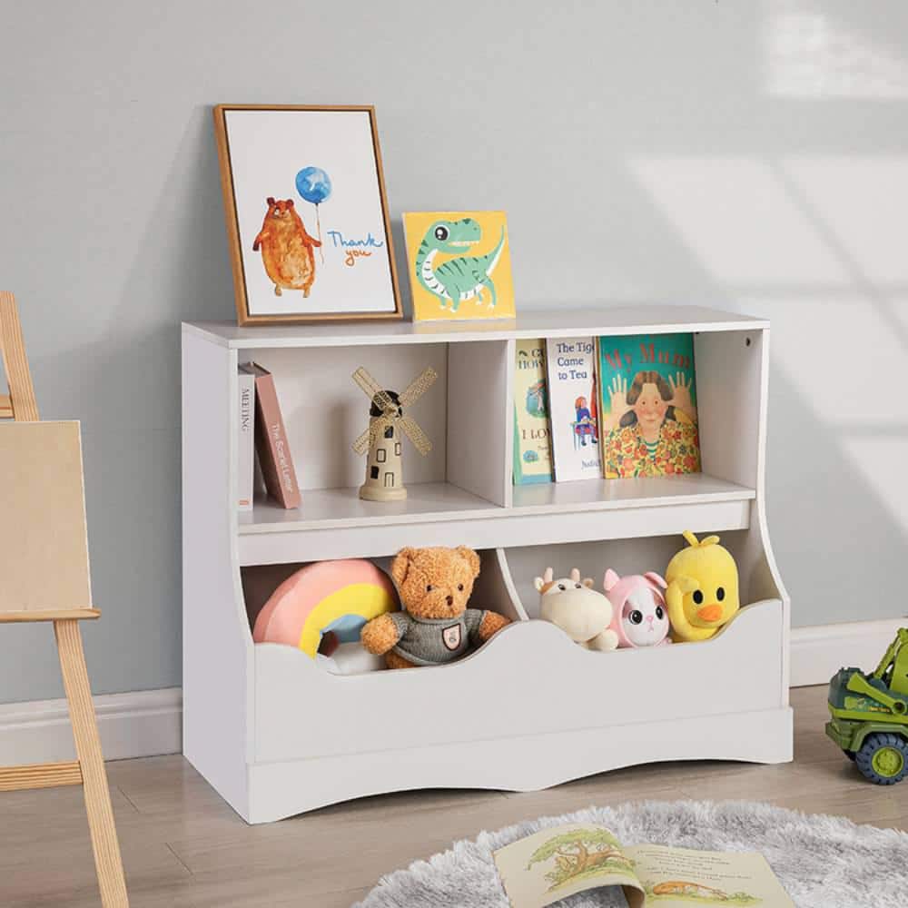 Kids Toy Storage with Bookshelf-Books and Toys Organizer for Boys and Girls