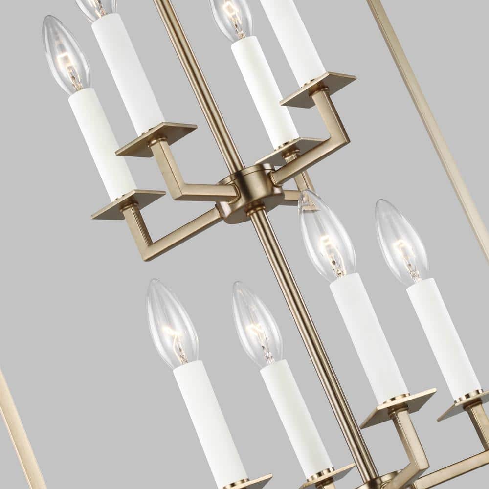 Sleek Farmhouse 8-Light Satin Brass Island Pendant