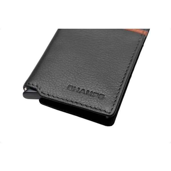Champs Men's Secure Case Leather RFID Card Holder in Gift Box - Black - Size