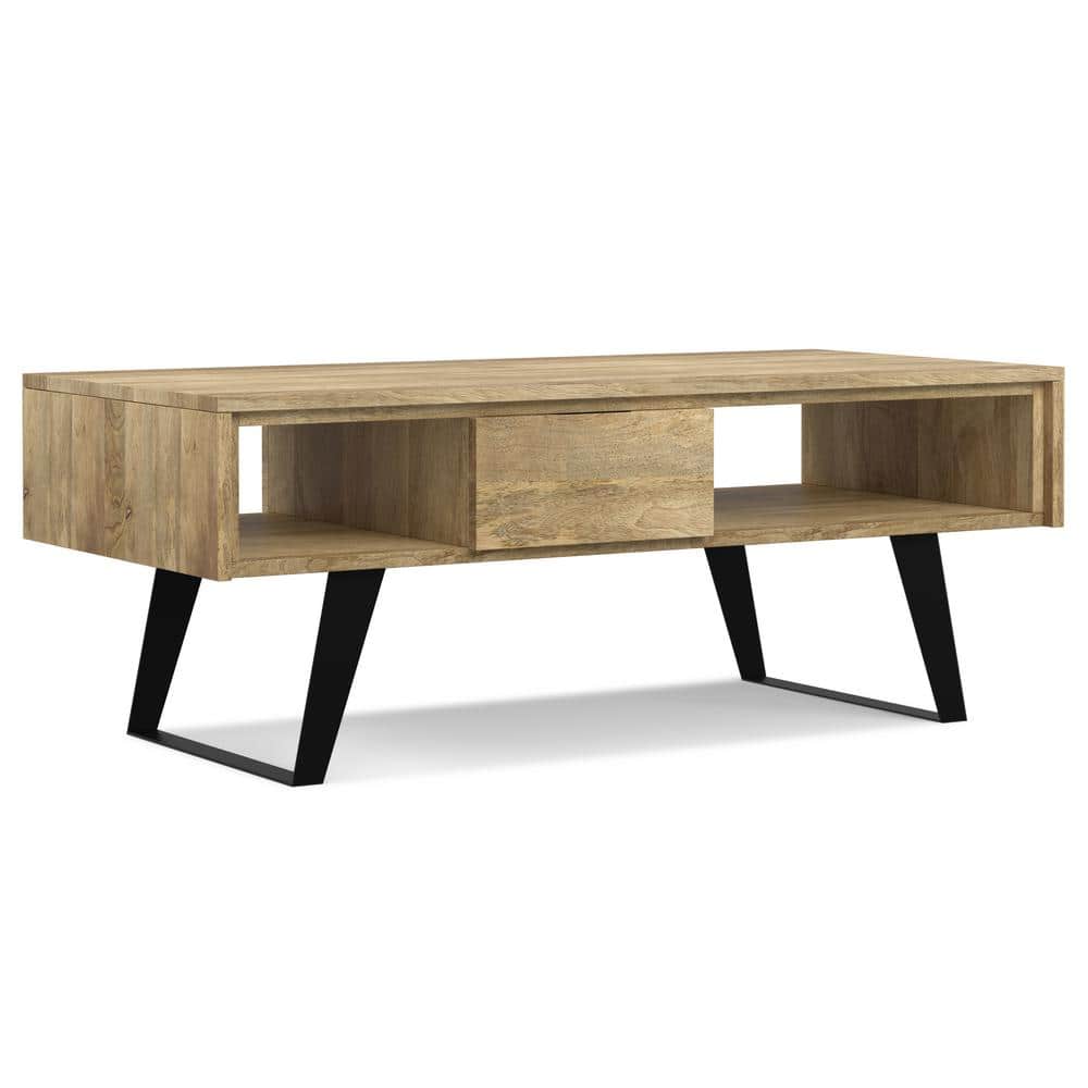 Lowry 48 in. Natural Rectangle Solid Mango Wood and Metal Wide Modern Industrial Coffee Table price history on PriceWatchPro