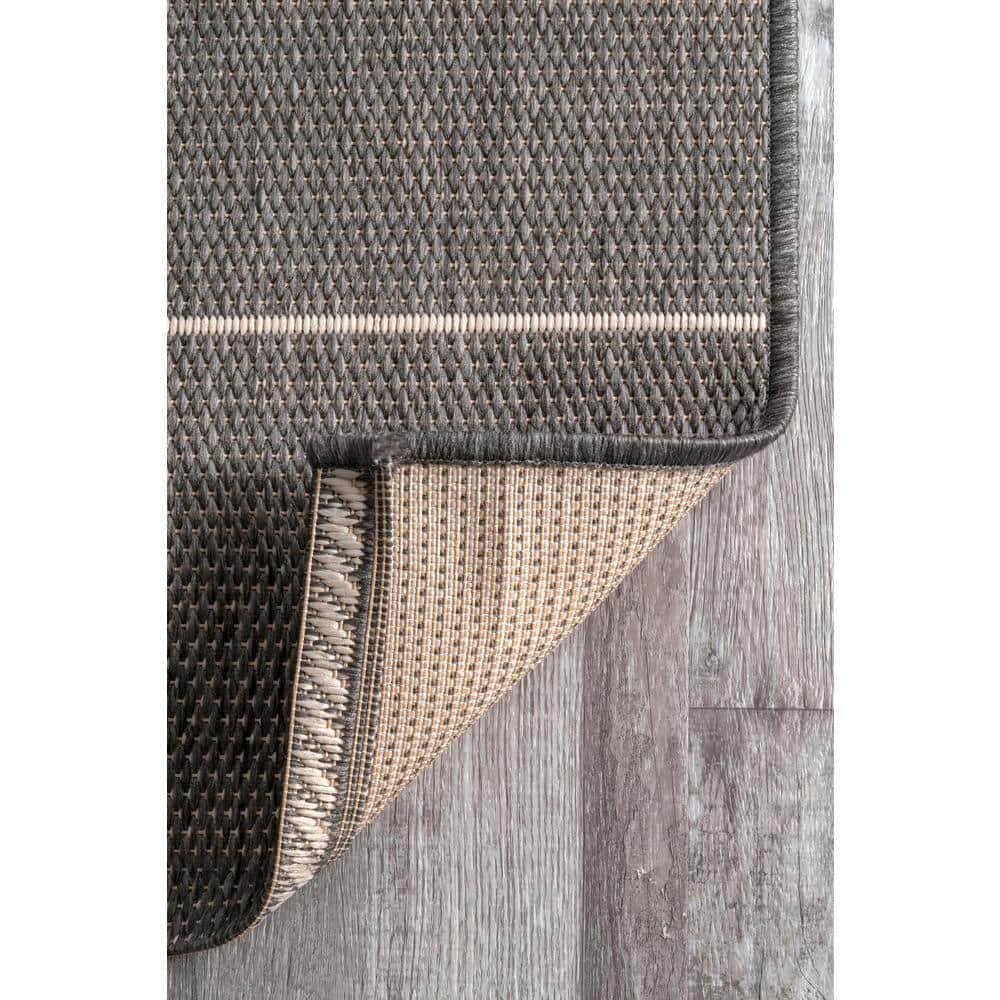 Alaina 4' x 6' Gray Striped Synthetic Outdoor Rug