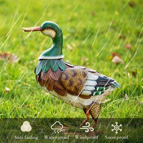 Metal Mallard Duck Decorations for Outdoor Decor, 16 in. Duck