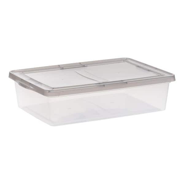 98 Qt. Plastic Storage Bin Tote Organizing Container with Latching Lid, Clear/Gray (6-Pack)