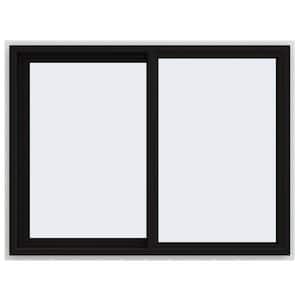48 in. x 36 in. V-4500 Series Black Exterior/White Interior FiniShield Vinyl Left-Handed Sliding Window with Mesh Screen
