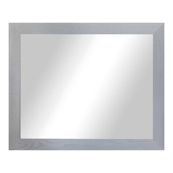 3 in Grey Frame (46 in. W x 33 in. H) Oak Hardwood Rectangle Wall Mirror