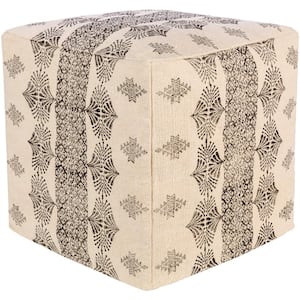 Shianne Black Global Cotton 18 in. L x 18 in. W x 18 in. H Pouf