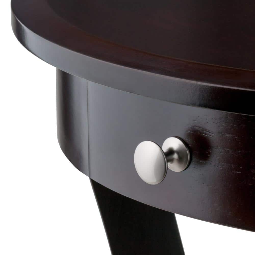 Sasha Transitional Round Wood Accent Table with Storage - Cappuccino