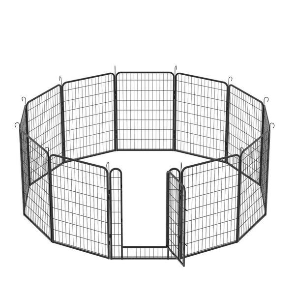 Amu Colo 12 -Panels Heavy-Duty Metal Playpen Dog Kennel with Door,39.37 in. H Dog Fence Pet Exercise Pen for Outdoor