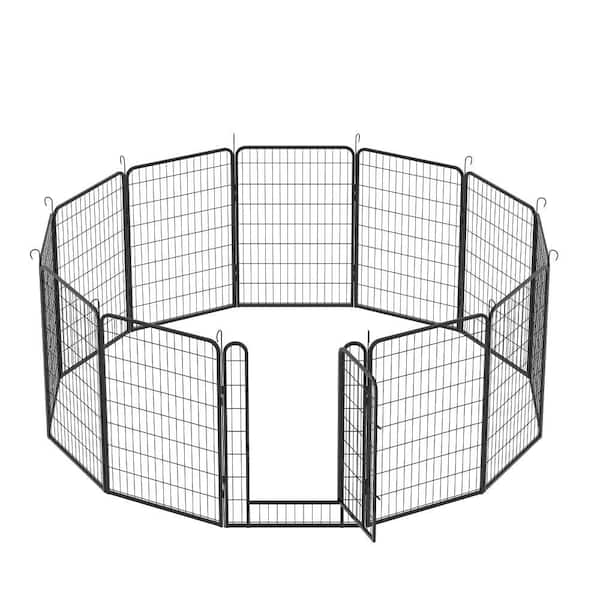 Unbranded 12 -Panels Heavy-Duty Metal Playpen Dog Kennel with Door,39.37 in. H Dog Fence Pet Exercise Pen for Outdoor