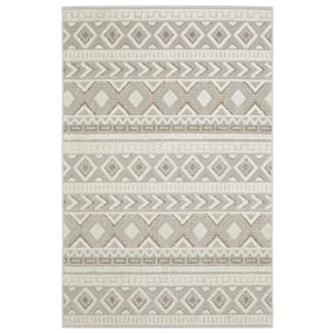 Tudor Gray Doormat 3 ft. x 5 ft. Tribal Geometric Stripe Polypropylene Mixed Pile Indoor Area Rug