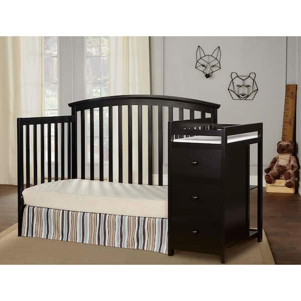 Dream On Me Niko Black 5 In 1 Convertible Crib With Changer 656 K The Home Depot