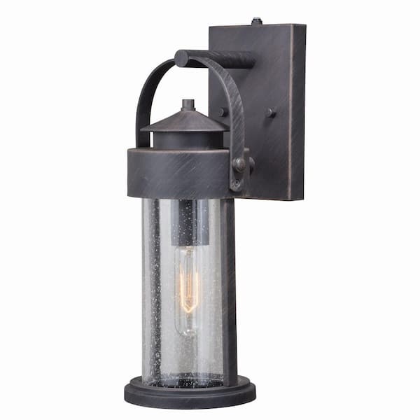 VAXCEL Cumberland 1 Light Dusk to Dawn Bronze Rustic Outdoor Wall Lantern Clear Glass