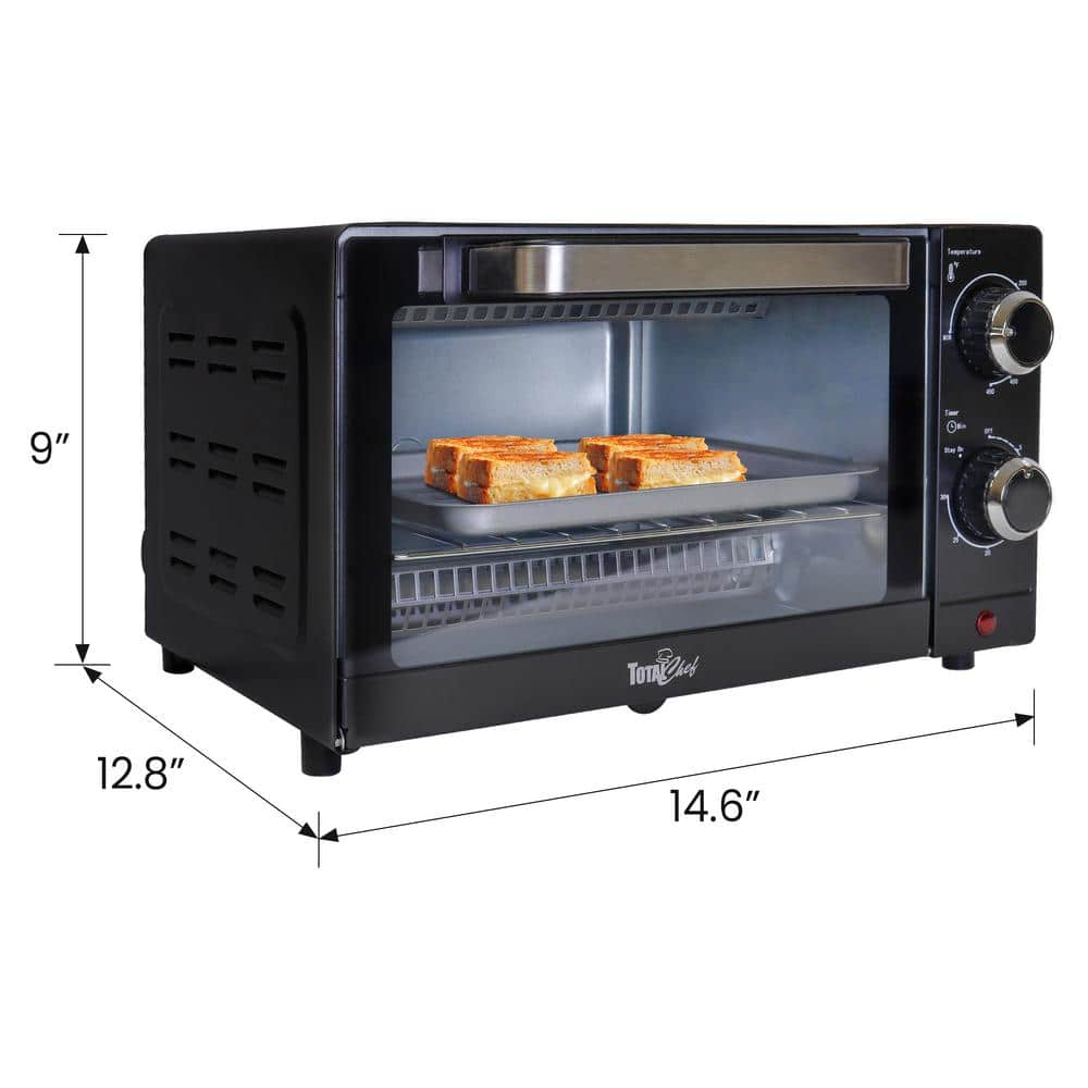 Compact Black Stainless Steel 4-Slice Convection Toaster Oven