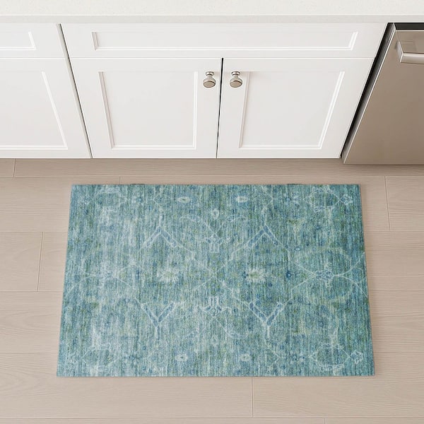 Chantille Machine Washable Indoor/Outdoor Abstract ACN2298 Turquoise 2 ft. x 3 ft. Accent Rug