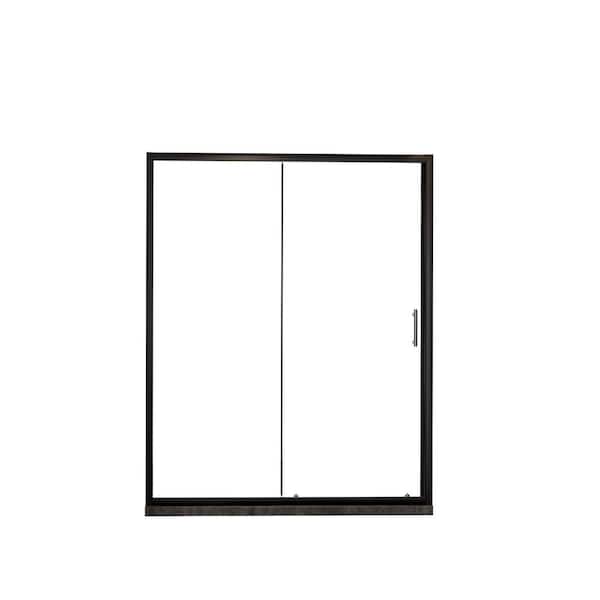 60 in. W x 72 in. H Sliding Aluminium Alloy Frame Shower Door in Matte Black with Tempered Clear Glass