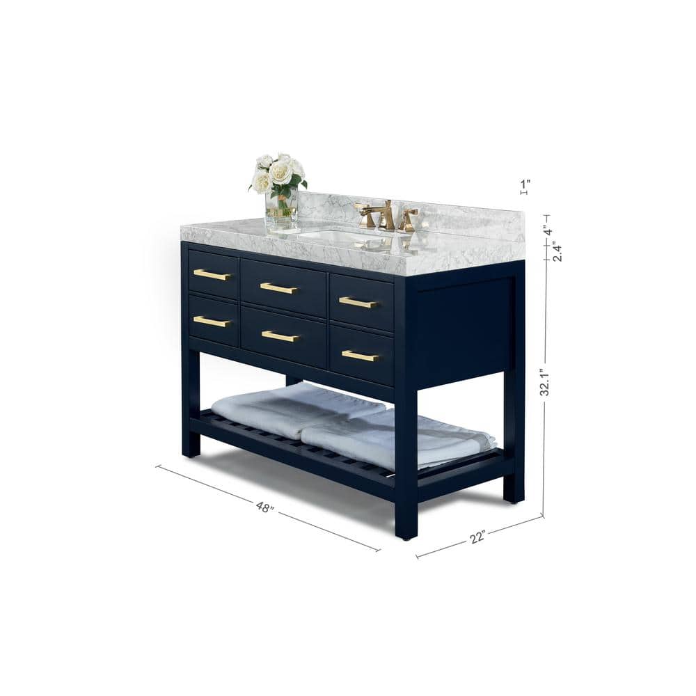 Elizabeth 48'' Heritage Blue Wood Vanity with Marble Top