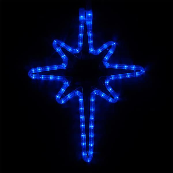 Wintergreen Lighting 18 in. 65-Light LED Blue Hanging Bethlehem Star