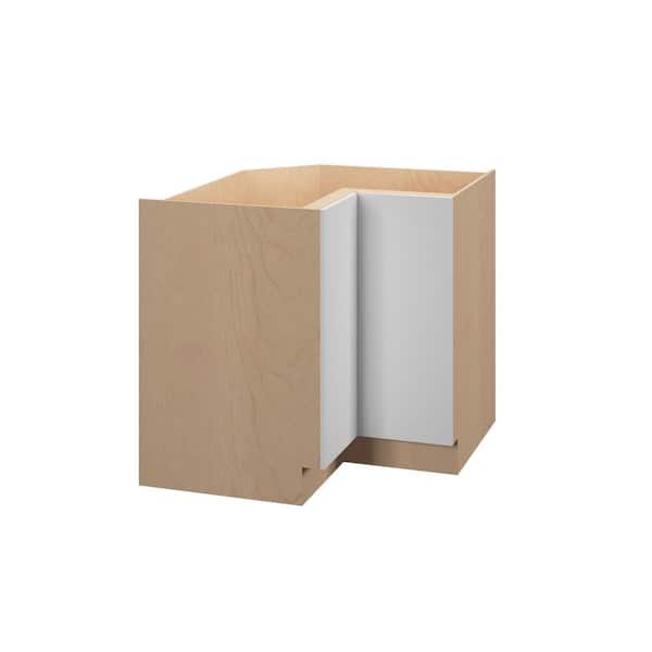 Kunal Kitchens Ithaca Slab 36 in. W x 34.5 in. H x 24 in. D in Super White Plywood Assembled Corner Lazy Susan Base-Left